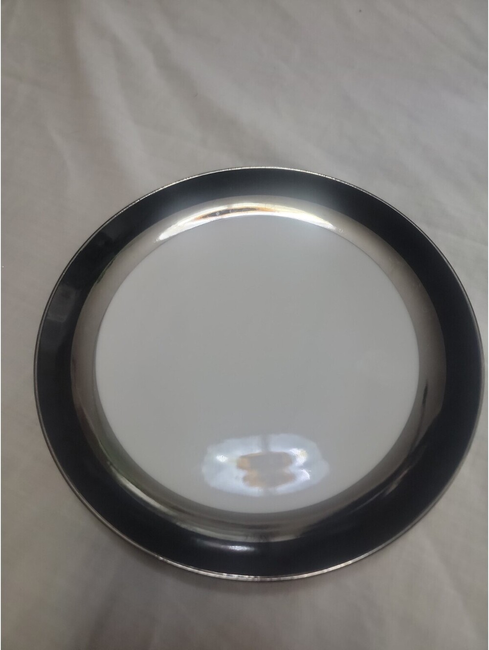 Vtg Sears MCM China Black White Silver Platinum EXC Salad Plate